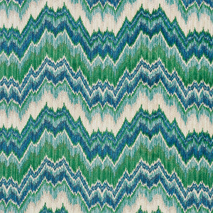 Bezique Flamestitch Velvet Blue & Green 78791 by Schumacher Fabric