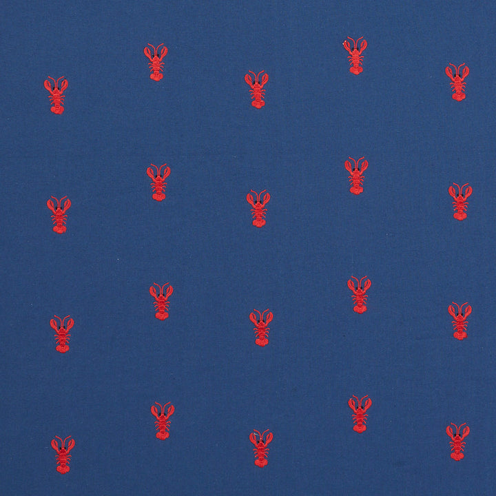 Lobster Embroidery Navy 78800 by Schumacher Fabric EXQUISITE EMBROIDERIES See Sample INDIA - </p><p>Repeat: Horizontal: 8 1/2" (22CM) and Vertical: 5 1/8" (13CM) 57 1/2" - Fabric Carolina -