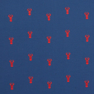 Lobster Embroidery Navy 78800 by Schumacher Fabric