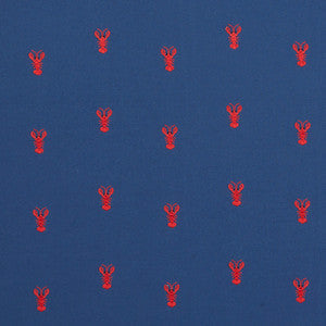Lobster Embroidery Navy 78800 by Schumacher Fabric