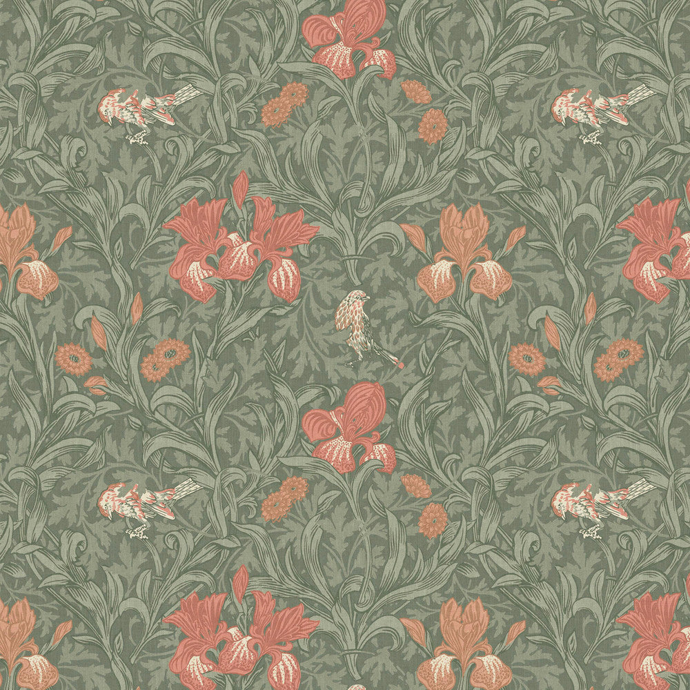 7894 Iris 4 Elm by Wmah Fabric Wmah Fabric 7894 Iris 4 ElmFabric William Morris At Home The Forager 100%Cot Spain </p><p>Repeat: H: 18, V: 8.5 54 in - Fabric Carolina -