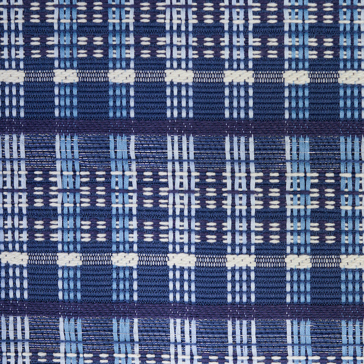 Zealand Check Denim 79070 by Schumacher Designer Fabric SCANDINAVIAN MODERN See Sample INDIA - </p><p>Repeat: Horizontal: 13 5/8" (35CM) and Vertical: 1 1/2" (4CM) 54" (137CM) - Swanky Fabrics -