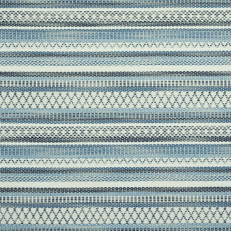 Fremont Indoor/Outdoor Blue 79190 by Schumacher Designer Fabric INDOOR/OUTDOOR PRINTS & WOVENS V POLYPROPYLENE 58% POLYESTER 32% ITALY MARTINDALE 30,000 </p><p>Repeat: Horizontal: 1" (3CM) and Vertical: 13 3/4" (35CM) 55 - Swanky Fabrics -
