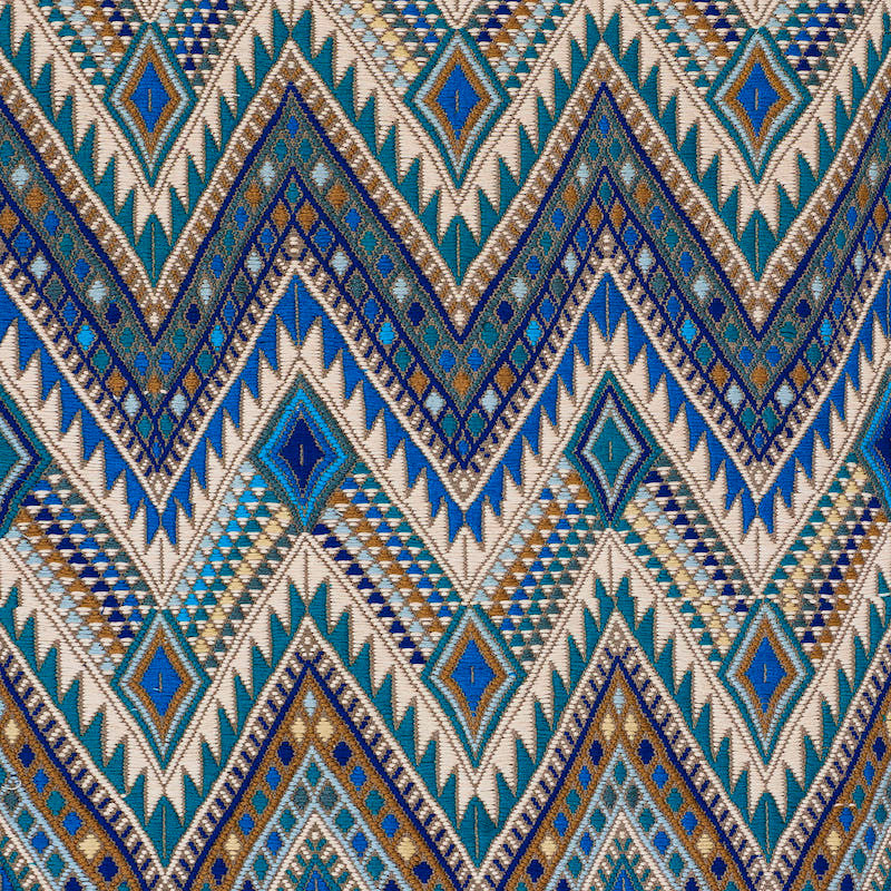 Coyolate Hand Woven Brocade Ocean 79240 by Schumacher Designer Fabric A RUM FELLOW BROCADES See Sample GUATEMALA LIGHT DURABILITY </p><p>Repeat: Horizontal: 6" (15CM) and Vertical: 12 1/4" (31CM) 19" (48CM) - Swanky Fabrics -