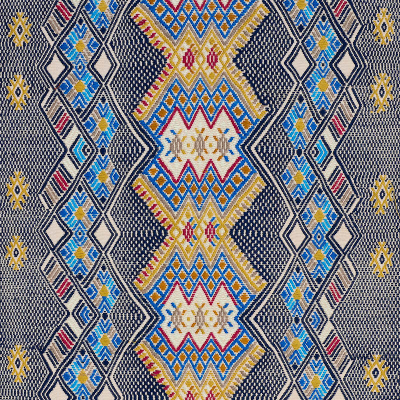 Kaya Hand Woven Brocade Blue 79260 by Schumacher Fabric A RUM FELLOW BROCADES See Sample GUATEMALA LIGHT DURABILITY </p><p>Repeat: Horizontal: 19" (48CM) and Vertical: 7" (18CM) 19" (48CM) - Fabric Carolina -