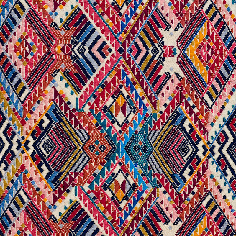 Nica Hand Woven Brocade Rosa 79280 by Schumacher Designer Fabric A RUM FELLOW BROCADES See Sample GUATEMALA LIGHT DURABILITY </p><p>Repeat: Horizontal: 19" (48CM) and Vertical: 16" (41CM) 19" (48CM) - Swanky Fabrics -