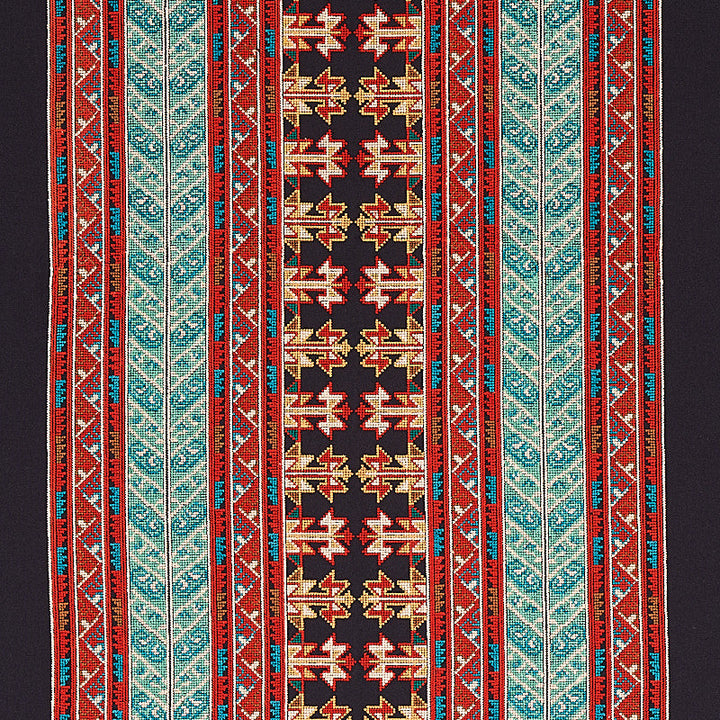 Vinka Embroidery Red & Black 79621 by Schumacher Designer Fabric BOHEMIA COTTON 52% RAYON 48% INDIA </p><p>Repeat: Horizontal: 26 1/2" (67CM) and Vertical: 7 7/8" (20CM) 53 - Swanky Fabrics -