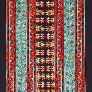 Vinka Embroidery Red & Black 79621 by Schumacher Fabric
