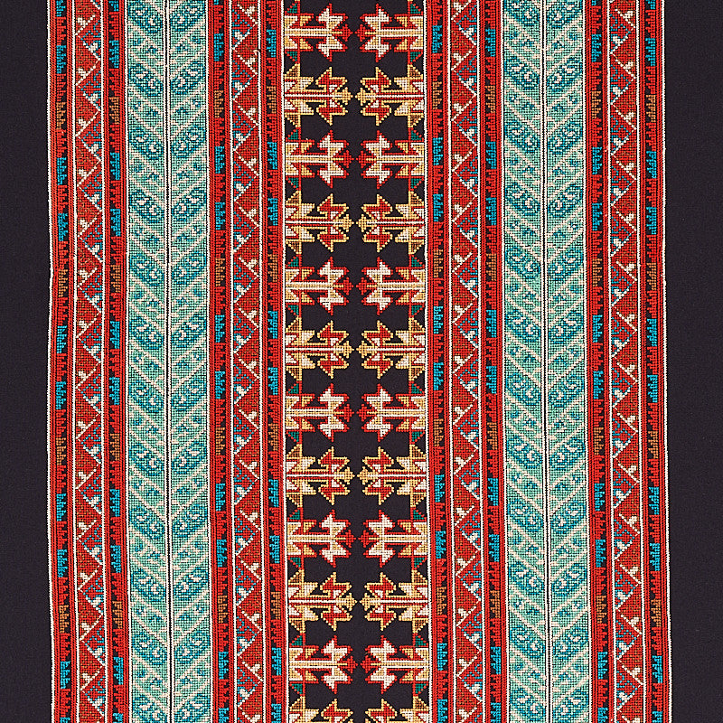 Vinka Embroidery Red & Black 79621 by Schumacher Fabric BOHEMIA COTTON 52% RAYON 48% INDIA </p><p>Repeat: Horizontal: 26 1/2" (67CM) and Vertical: 7 7/8" (20CM) 53 - Fabric Carolina -