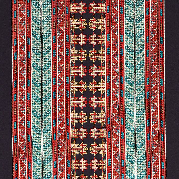 Vinka Embroidery Red & Black 79621 by Schumacher Fabric BOHEMIA COTTON 52% RAYON 48% INDIA </p><p>Repeat: Horizontal: 26 1/2" (67CM) and Vertical: 7 7/8" (20CM) 53 - Fabric Carolina -