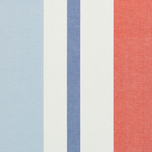 Lolland Linen Stripe Sky & Coral 79662 by Schumacher Fabric