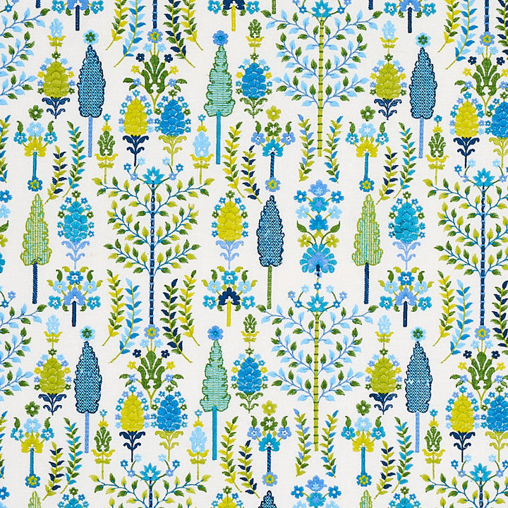 Desna Blue & Green 79821 by Schumacher Fabric Schumacher Fabric Desna Blue & Green 79821Fabric COTTON 38% INDIA </p><p>Repeat: H: HORZ. 17" (43CM), V: VERT. 15" (38CM) 54 - Fabric Carolina -