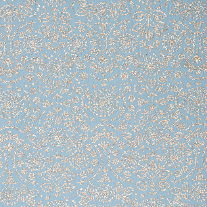 Tiana Embroidery Chambray 79860 by Schumacher Fabric BOHEMIA COTTON 100% INDIA </p><p>Repeat: Horizontal: 12 4/5" (32CM) and Vertical: 31 1/2" (80CM) 54 - Fabric Carolina -