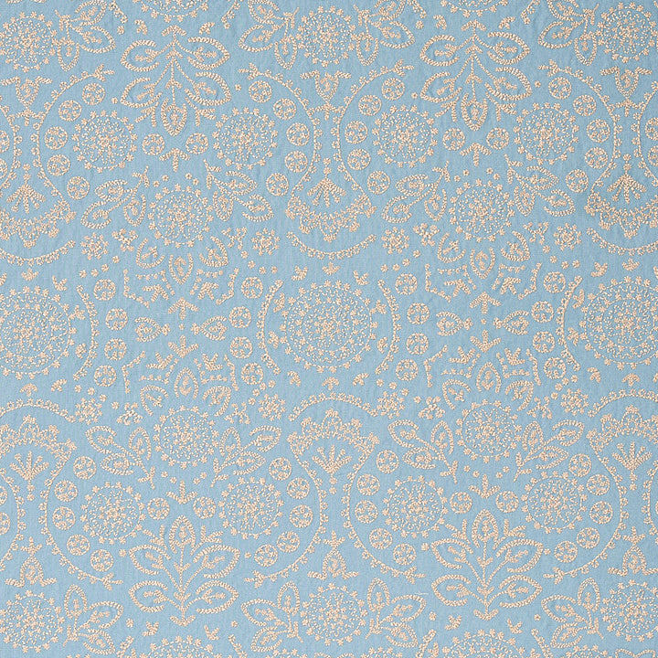Tiana Embroidery Chambray 79860 by Schumacher Designer Fabric BOHEMIA COTTON 100% INDIA </p><p>Repeat: Horizontal: 12 4/5" (32CM) and Vertical: 31 1/2" (80CM) 54 - Swanky Fabrics -