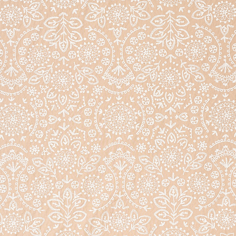 Tiana Embroidery Natural 79861 by Schumacher Fabric BOHEMIA COTTON 100% INDIA </p><p>Repeat: Horizontal: 12 4/5" (32CM) and Vertical: 31 1/2" (80CM) 54 - Fabric Carolina -