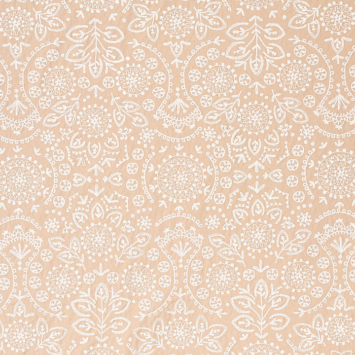 Tiana Embroidery Natural 79861 by Schumacher Fabric BOHEMIA COTTON 100% INDIA </p><p>Repeat: Horizontal: 12 4/5" (32CM) and Vertical: 31 1/2" (80CM) 54 - Fabric Carolina -