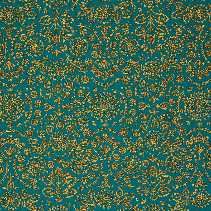 Tiana Embroidery Peacock 79862 by Schumacher Fabric BOHEMIA COTTON 100% INDIA </p><p>Repeat: Horizontal: 12 4/5" (32CM) and Vertical: 31 1/2" (80CM) 54 - Fabric Carolina -
