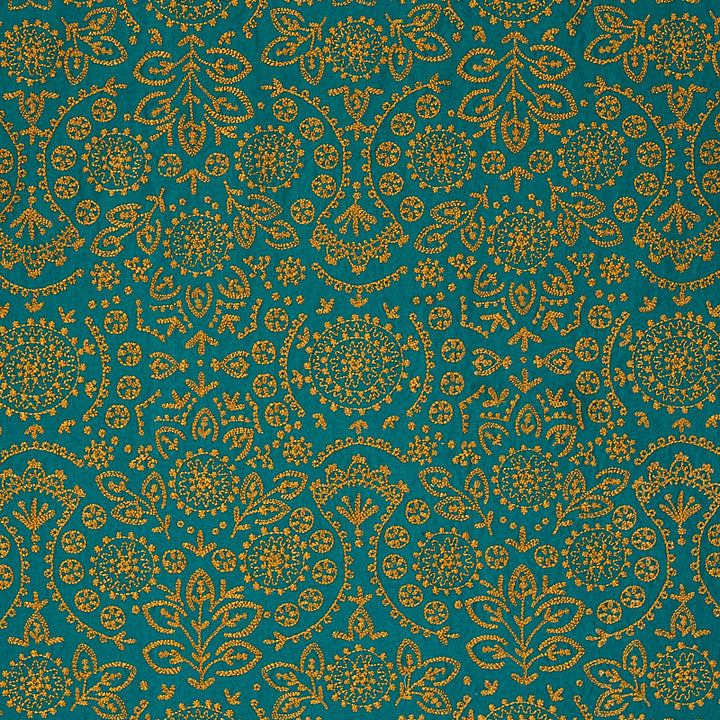 Tiana Embroidery Peacock 79862 by Schumacher Fabric BOHEMIA COTTON 100% INDIA </p><p>Repeat: Horizontal: 12 4/5" (32CM) and Vertical: 31 1/2" (80CM) 54 - Fabric Carolina -
