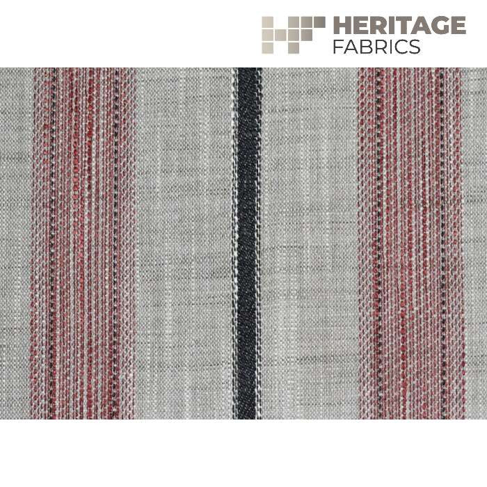 Trafalgar Stripe Fire by Heritage Designer Fabric - 100% Polyester India 36,000 Horizontal: 6" and Vertical: N/A 54" - Swanky Fabrics -