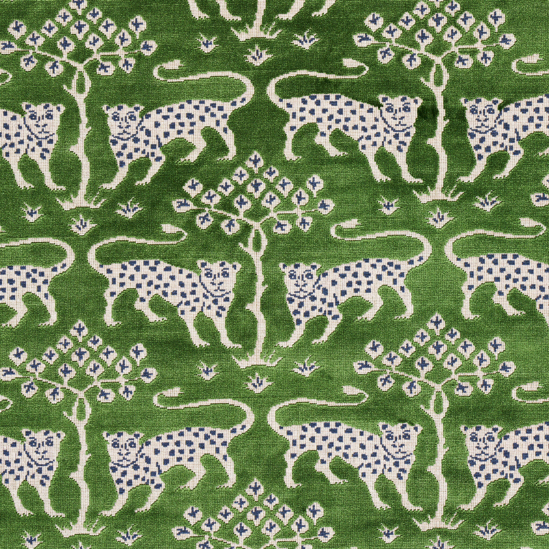 Woodland Leopard Velvet - Emerald by Schumacher Fabric