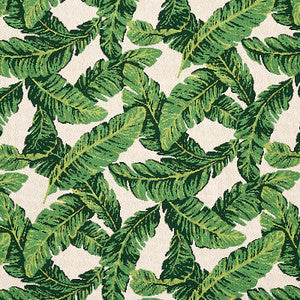 Tropical Leaf Epingle Green & Ivory 80090 by Schumacher Fabric