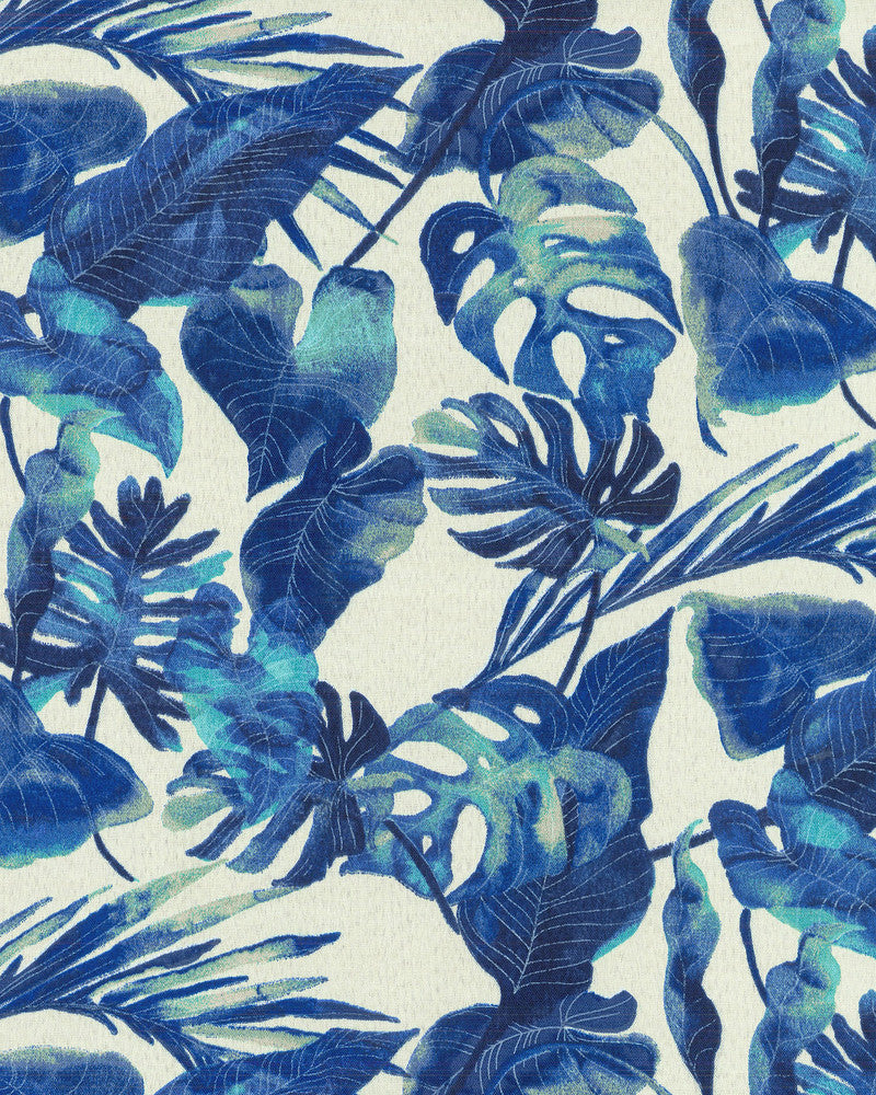 INKY PALMS INDIGO 801641 by Tommy Bahama Outdoor Fabric - 55% Linen 45% Rayon USA 51000 Horizontal: 18 and Vertical: 13.5 54 - Fabric Carolina -