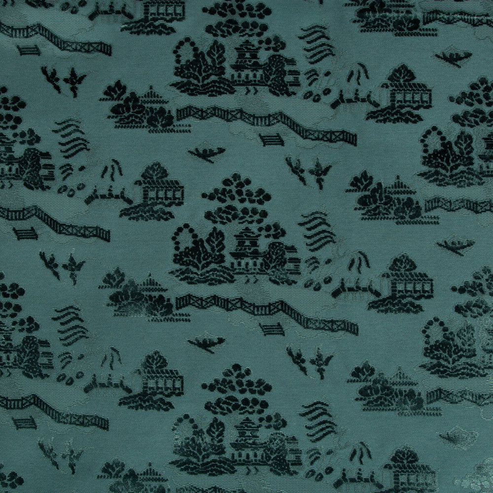 La Pagode Velvet Teal by Brunschwig & Fils Fabric Brunschwig & Fils Fabric La Pagode Velvet TealFabric LES ENSEMBLIERS VISCOSE - 76%;LINEN - 24% Belgium </p><p>Repeat: H: 27.75, V: 10.5 55.5 - Fabric Carolina -