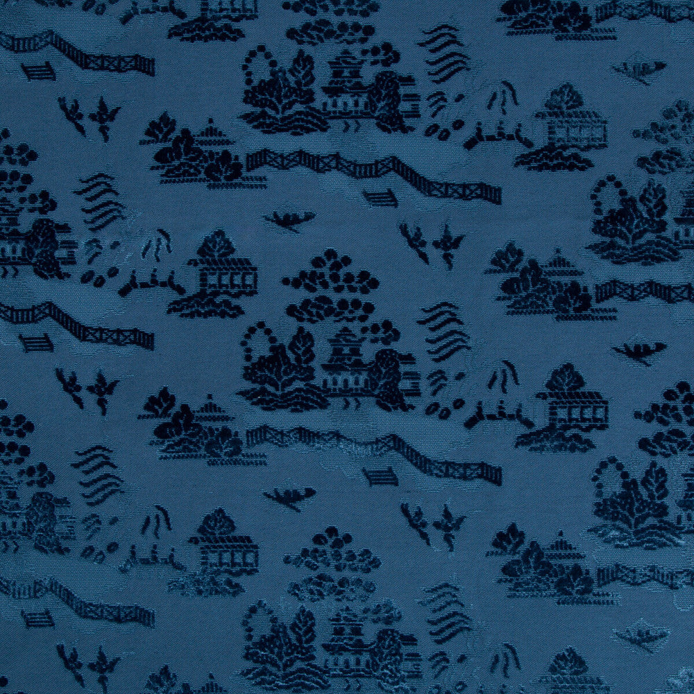 La Pagode Velvet Navy by Brunschwig & Fils Fabric Brunschwig & Fils Fabric La Pagode Velvet NavyFabric LES ENSEMBLIERS VISCOSE - 76%;LINEN - 24% Belgium </p><p>Repeat: H: 27.75, V: 10.5 55.5 - Fabric Carolina -
