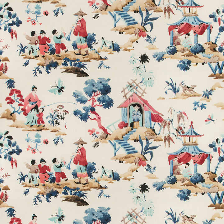 Luang Print Blue/Red by Brunschwig & Fils Fabric Brunschwig & Fils Fabric Luang Print Blue/RedFabric SUMMER PALACE LINEN - 52%;COTTON - 48% Switzerland </p><p>Repeat: H: 20.87, V: 13 53.94 - Fabric Carolina -