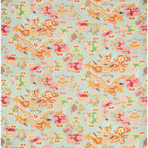Ming Dragon Print Aqua by Brunschwig & Fils Fabric