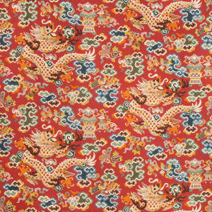 Ming Dragon Print Claret by Brunschwig & Fils Fabric