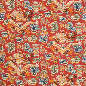 Ming Dragon Print Claret by Brunschwig & Fils Fabric