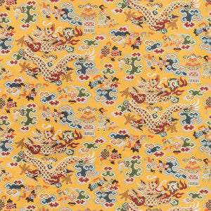 Ming Dragon Print Saffron by Brunschwig & Fils Fabric