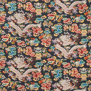 Ming Dragon Print Indigo by Brunschwig & Fils Fabric