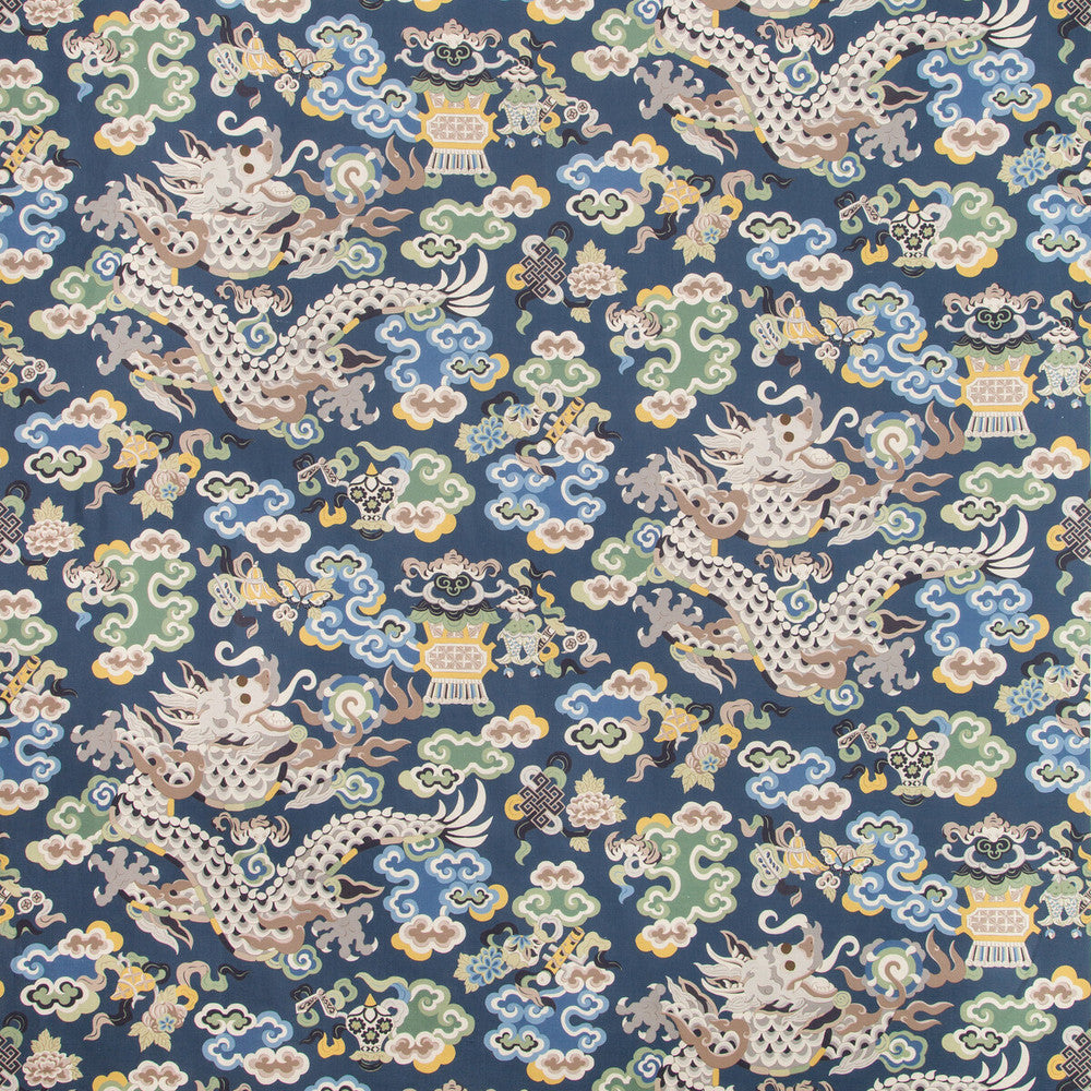 Ming Dragon Print Lapis by Brunschwig & Fils Fabric Brunschwig & Fils Fabric Ming Dragon Print LapisFabric SUMMER PALACE LINEN - 67%;COTTON - 33% France </p><p>Repeat: H: 26.8, V: 26.5 54.3 - Fabric Carolina -
