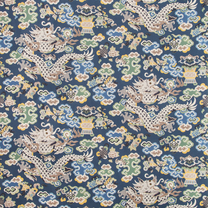 Ming Dragon Print Lapis by Brunschwig & Fils Fabric Brunschwig & Fils Fabric Ming Dragon Print LapisFabric SUMMER PALACE LINEN - 67%;COTTON - 33% France </p><p>Repeat: H: 26.8, V: 26.5 54.3 - Fabric Carolina -