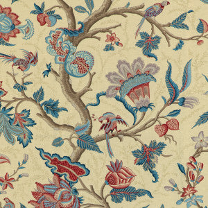 Louverne Print Red by Brunschwig & Fils Fabric