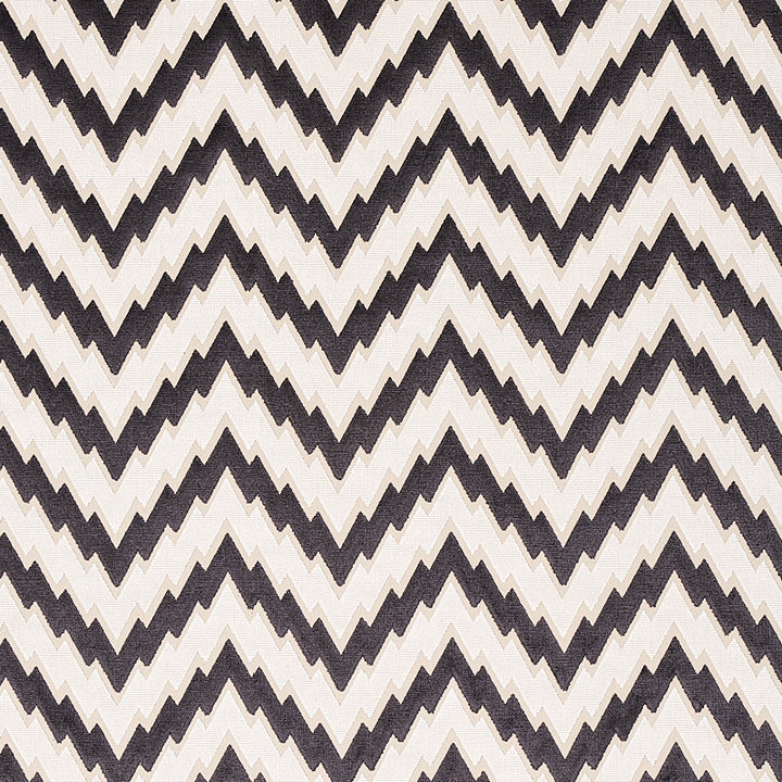 Florentine Chevron Velvet Black 80220 by Schumacher Fabric CUT & PATTERNED VELVETS VISCOSE 83% COTTON 17% BELGIUM </p><p>Repeat: Horizontal: 6 3/5" (17CM) and Vertical: 3" (8CM) 54.3333 - Fabric Carolina -