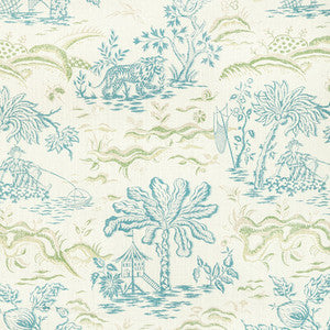 Valensole Print Teal/Leaf by Brunschwig & Fils Fabric