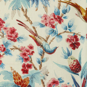 Gastaud Print Aqua/Berry by Brunschwig & Fils Fabric