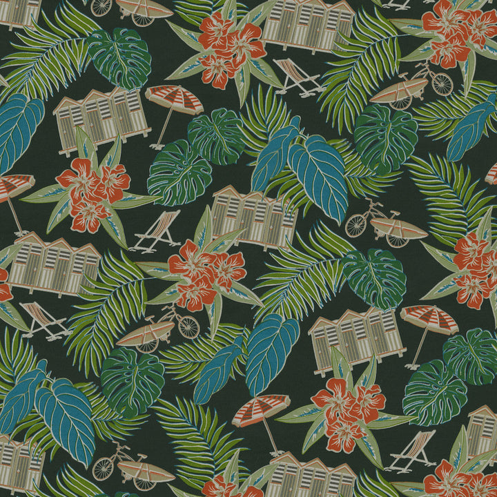 Tbo Beach Scenes Charcoal 802531 by Tommy Bahama Home Fabric - 100% Spun Polyester PAKISTAN Horizontal: 13.5 and Vertical: 25.25 54 - Fabric Carolina -