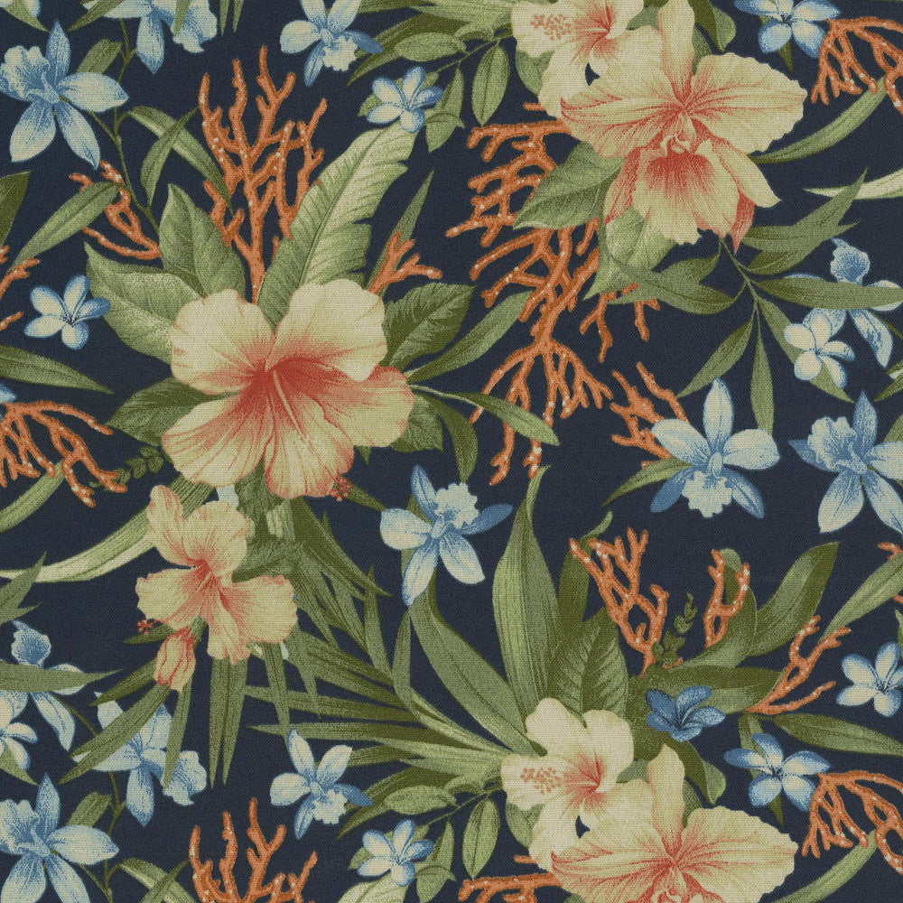 Tbo Fleur Le Mar Ink 802752 by Tommy Bahama Home Fabric - 100% Polyester PAKISTAN Horizontal: 13.5 and Vertical: 12.75 55 - Fabric Carolina -