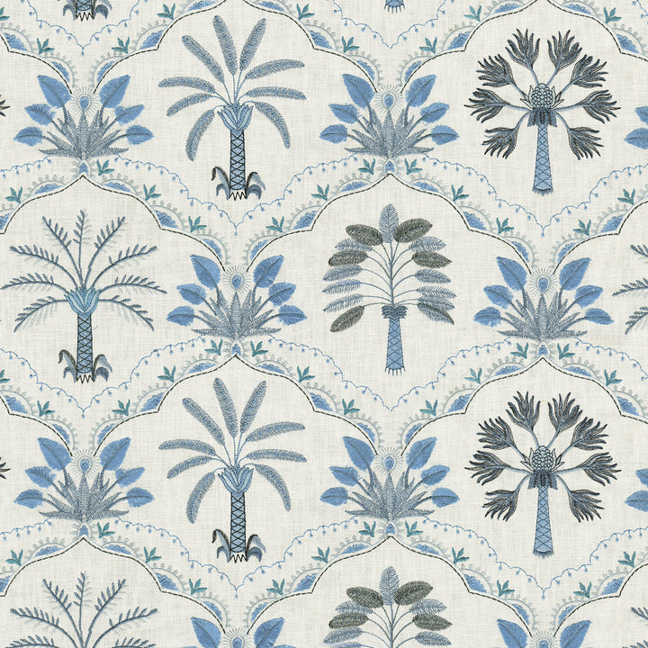 Daintree Emb Aegean 802911 by Tommy Bahama Home Fabric Base 100% cotton Emb: 100% rayon India 51000 Horizontal: 25.5 and Vertical: 15 54 - Fabric Carolina -
