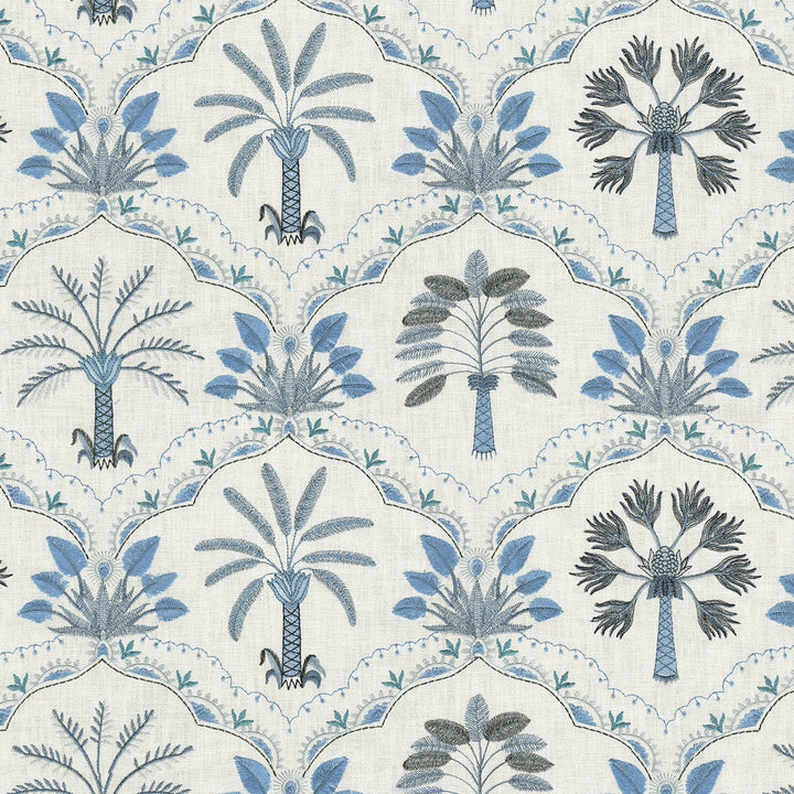 Daintree Emb Aegean 802911 by Tommy Bahama Home Designer Fabric Base 100% cotton Emb: 100% rayon India 51000 Horizontal: 25.5 and Vertical: 15 54 - Swanky Fabrics -
