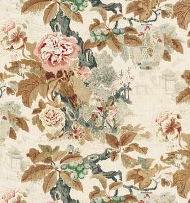 Chinese Lantern Browns by Lee Jofa Fabric - LINEN - 100% Thailand LIGHT Horizontal: 0 and Vertical: 28.5 50 - Fabric Carolina -