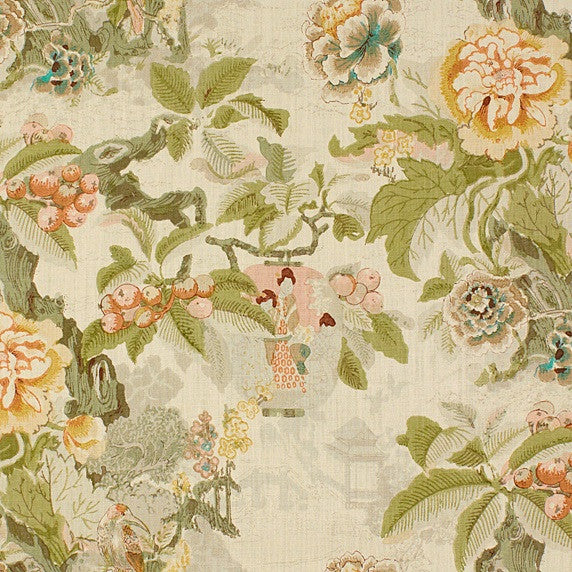 807001.LJ Chinese Lantern Greens by Lee Jofa Fabric - Linen 100% Thailand Light H" -, V: 28.5 inches 50 inches  - Fabric Carolina -  Lee Jofa