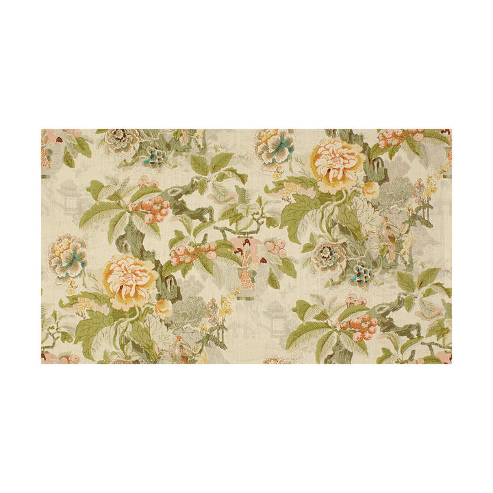 Chinese Lantern Greens/ by Lee Jofa Fabric LINEN - 100% Thailand LIGHT Horizontal: 0 and Vertical: 28.5 50 - Fabric Carolina -