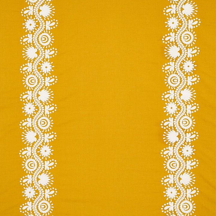 Theodora Embroidery Saffron 80740 by Schumacher Fabric Schumacher Fabric Theodora Embroidery Saffron 80740Fabric LINEN 50% INDIA </p><p>Repeat: H: HORZ. 25 3/5" (65CM), V: VERT. 51" (130CM) 51 - Fabric Carolina -