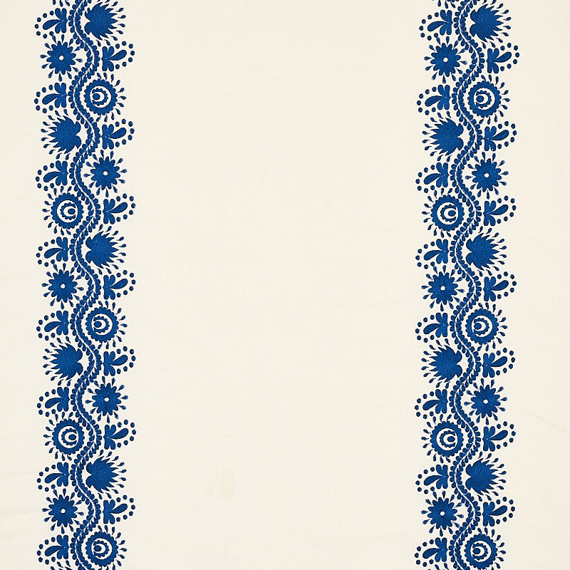 Theodora Embroidery Blue 80741 by Schumacher Fabric Schumacher Fabric Theodora Embroidery Blue 80741Fabric LINEN 50% INDIA </p><p>Repeat: H: HORZ. 25 3/5" (65CM), V: VERT. 51" (130CM) 51 - Fabric Carolina -