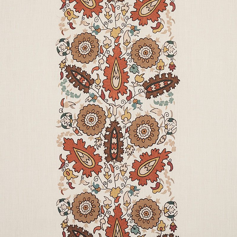Anatolia Embroidery Autumn 80751 by Schumacher Fabric Schumacher Fabric Anatolia Embroidery Autumn 80751Fabric LINEN 88% INDIA </p><p>Repeat: H: HORZ. 27" (69CM), V: VERT. 14 1/5" (36CM) 53 - Fabric Carolina -